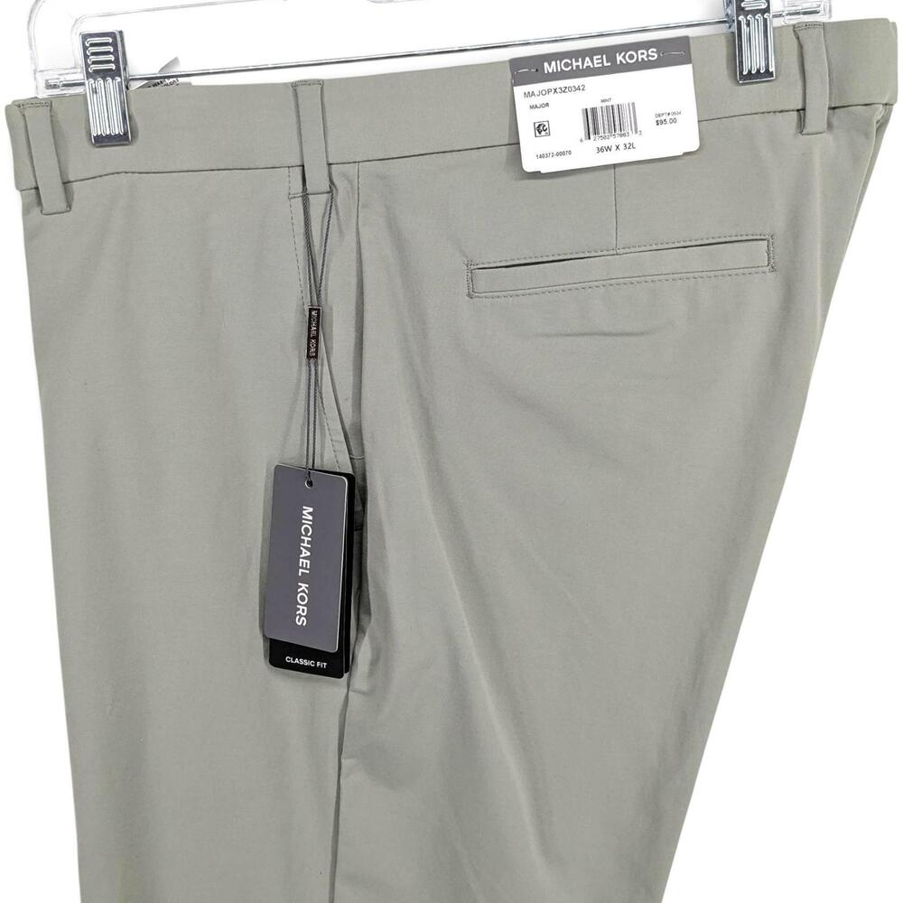 Michael Kors Men's Classic Fit Performance Stretch Dress Pants Green 36 x 32
